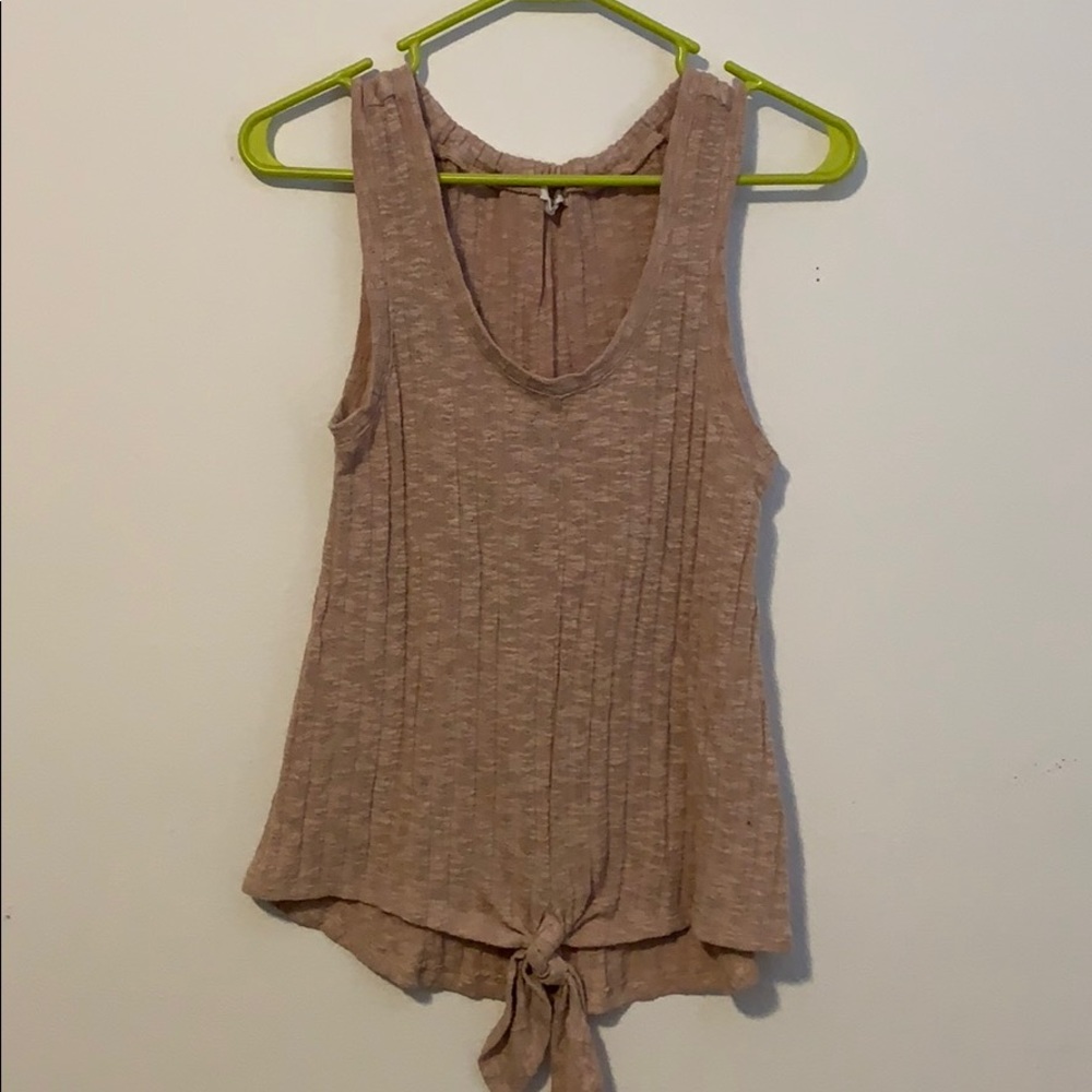 Pink wide rib knit with tie front Maurices tank